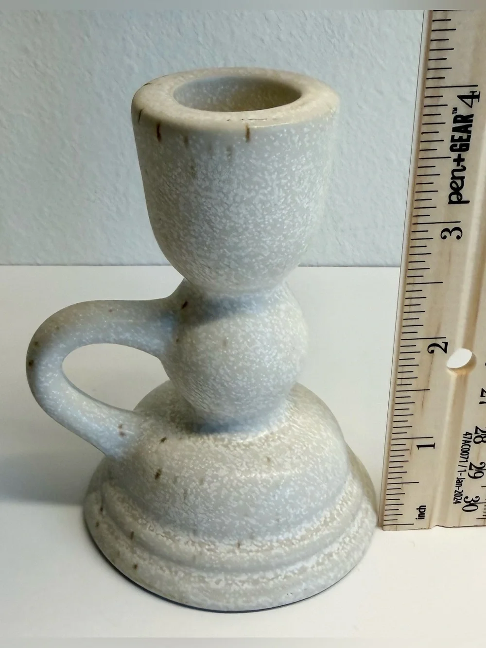 Magnolia Home Speckled Ceramic Taper Candle Holder Rustic Farmhouse 4”